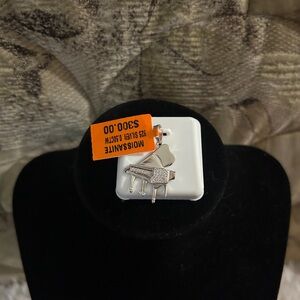 925 Sterling Silver Grand Piano Pendant Necklace - 0.50ctw